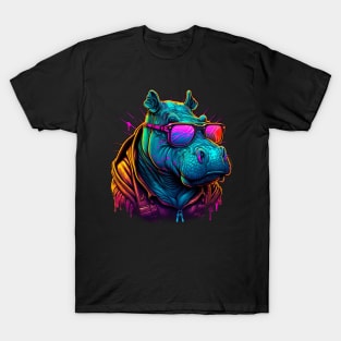 Retrowave Hippo T-Shirt